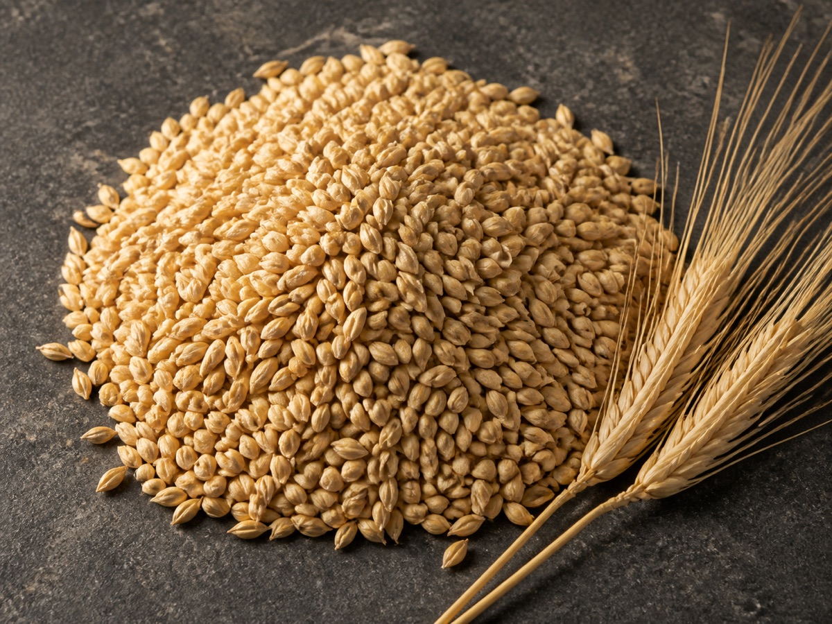 Whole barley grains with long-awn barley heads